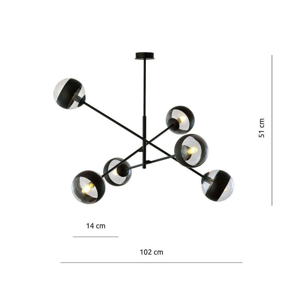 Lamp Emibig Linear 6 Black/Stripe цена и информация | Rippvalgustid | hansapost.ee