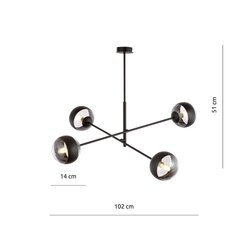 Emibig светильник Linear 4 Black/Stripe цена и информация | Потолочный светильник, 38 x 38 x 24 см | hansapost.ee