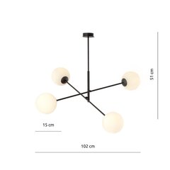 Светильник Emibig Linear 4 Black/Opal цена и информация | Потолочный светильник, 38 x 38 x 24 см | hansapost.ee