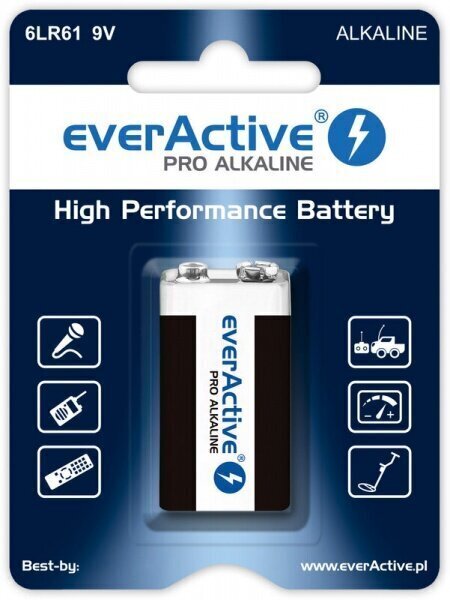 everActive Pro Alkaline 6LR61 9V patarei, 1 tk. hind ja info | Patareid | hansapost.ee