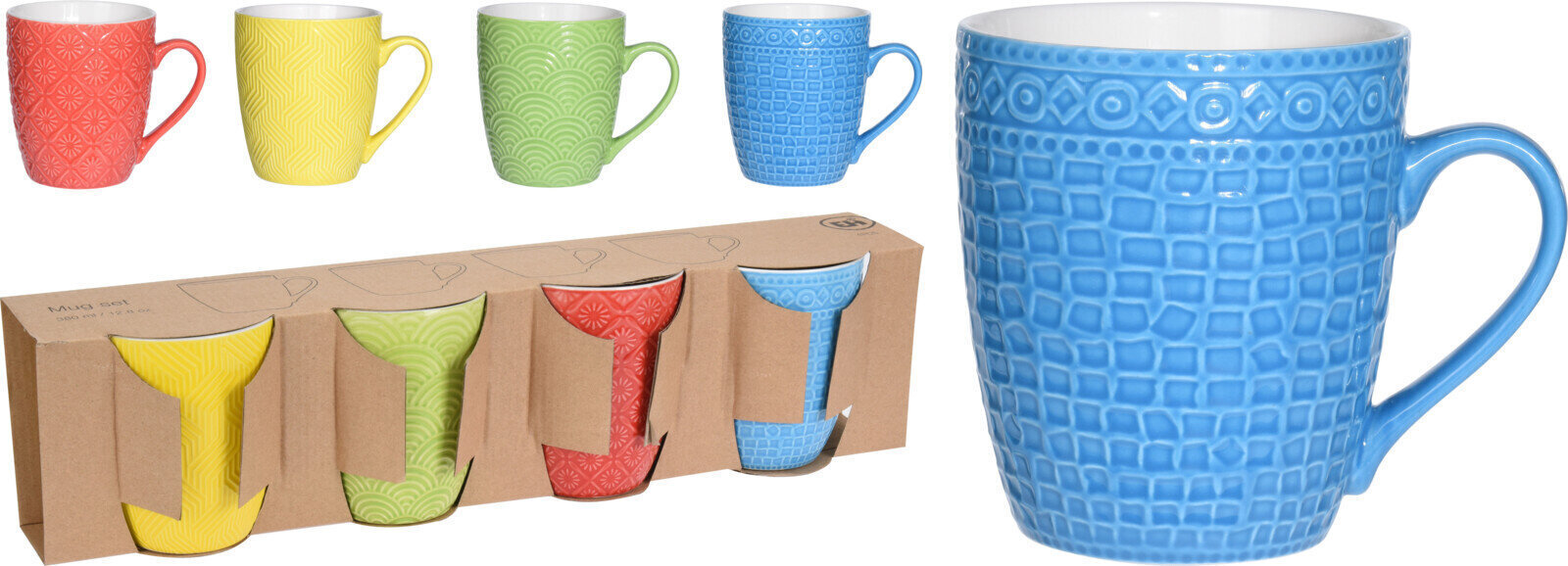 Excellent Houseware portselanist tasside komplekt, 380 ml, 4 tk. hind ja info | Klaasid, kruusid ja kannud | hansapost.ee