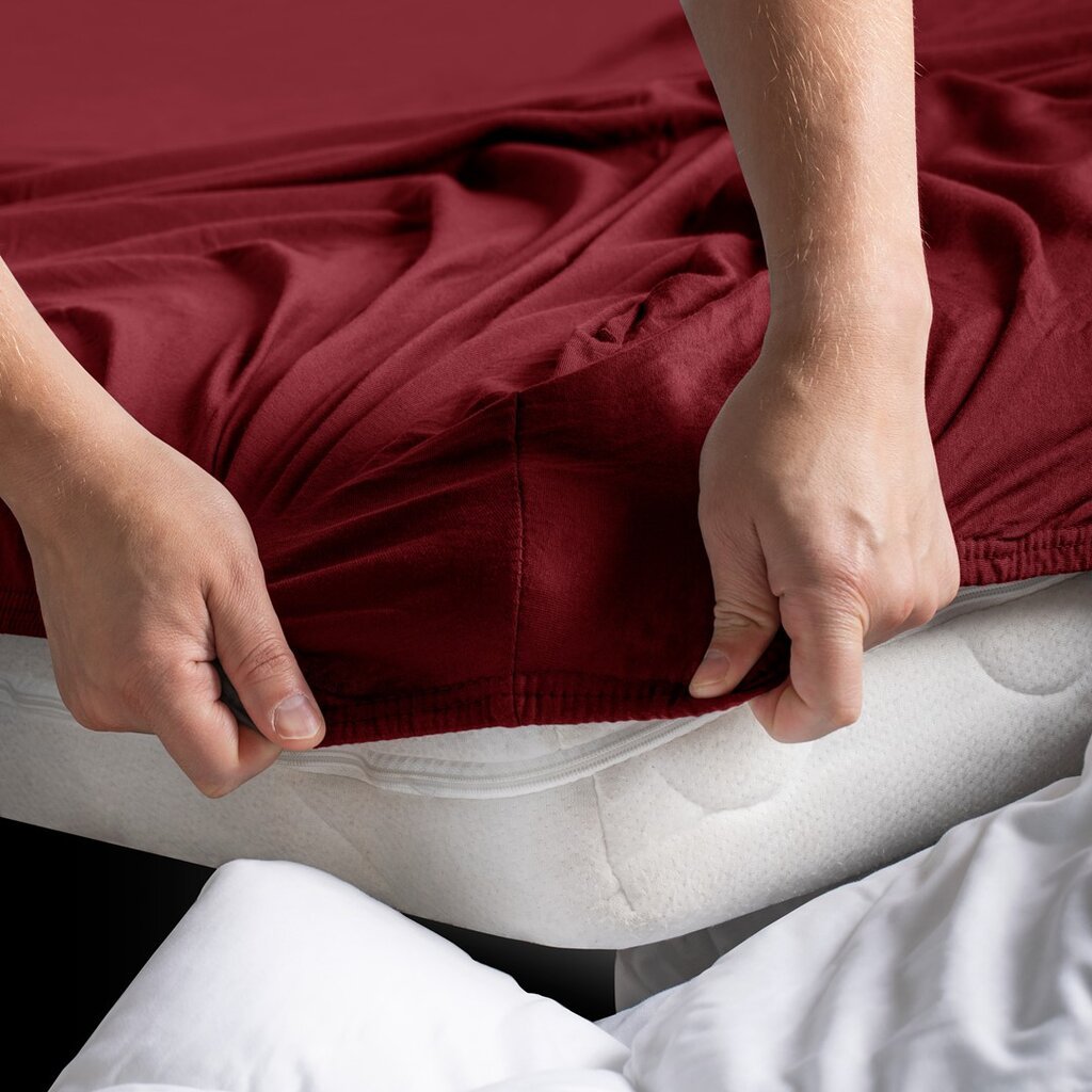 Kummiga voodilina DecoKing jersey Amber Maroon, 120x200 cm hind ja info | Voodilinad | hansapost.ee
