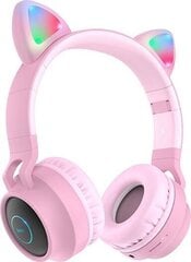 Беспроводные Наушники для детей Bluetooth HOCO Che weak Cat kids earphones W27 розовые серые цена и информация | Наушники | hansapost.ee