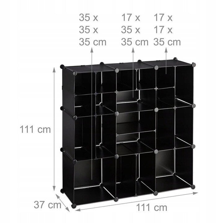 Moodulriiul Loft Wurfel XL 9/20, 111x111x37 cm, must цена и информация | Hoiukastid ja korvid | hansapost.ee