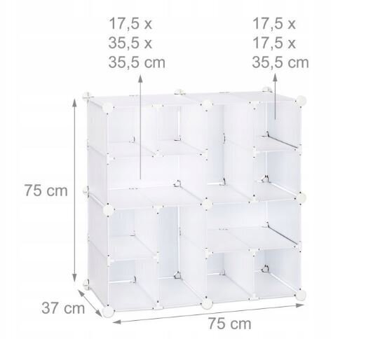 Moodulriiul Loft Wurfel M 4/12, 75x75x37 cm, valge hind ja info | Hoiukastid ja korvid | hansapost.ee