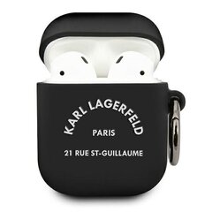 KLACA2SILRSGBK Karl Lagerfeld Rue St Guillaume Silicone Case for Airpods 1/2 Black цена и информация | Аксессуары для наушников | hansapost.ee