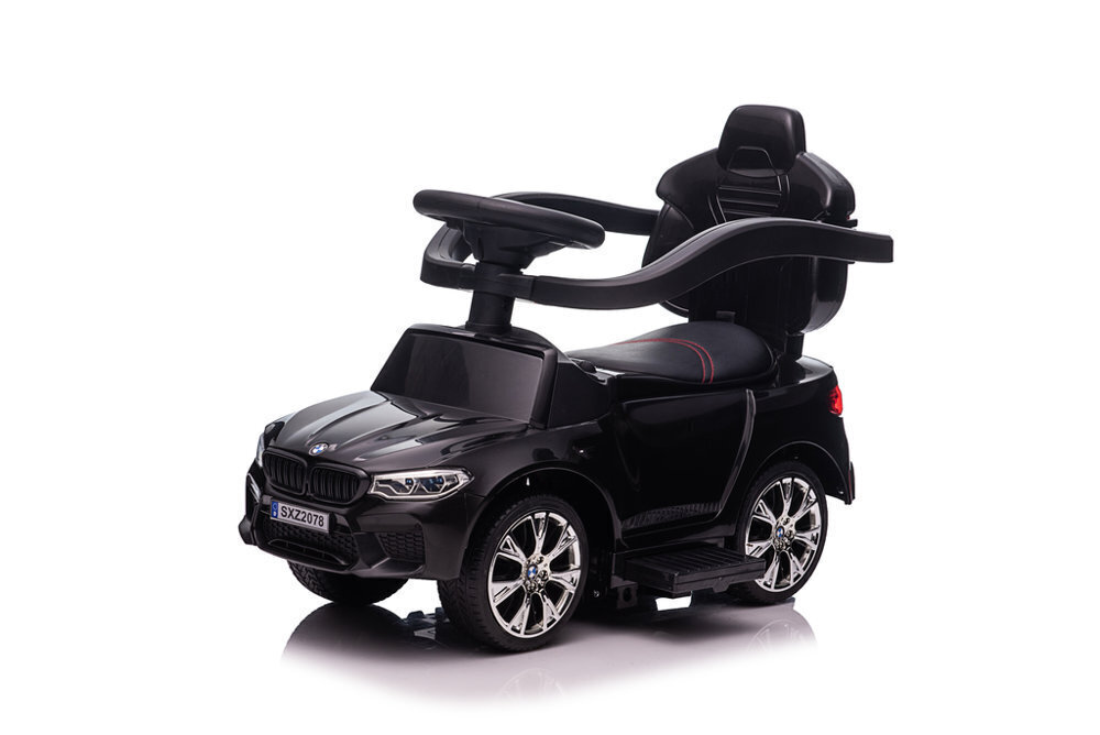 BMW SXZ2078 LED-i käepidemega lastetõukur. Must. Kummist rehvid цена и информация | Beebide mänguasjad | hansapost.ee