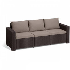 Диван садовый трехместный California 3 Seater Sofa, коричневый цена и информация | Садовые стулья, кресла, пуфы | hansapost.ee