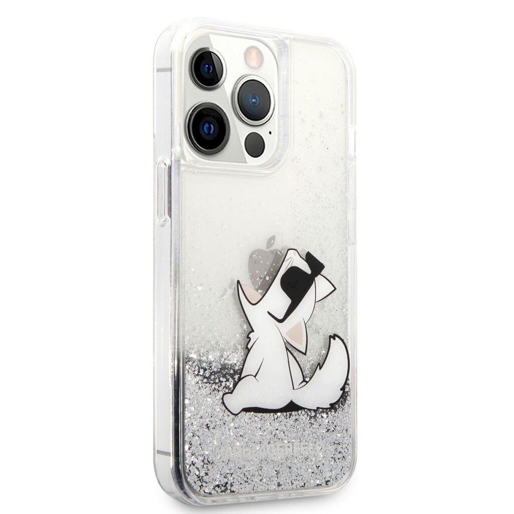 KLHCP13XGCFS Karl Lagerfeld Liquid Glitter Choupette Eat Case for iPhone 13 Pro Max Silver hind ja info | Telefonide kaitsekaaned ja -ümbrised | hansapost.ee