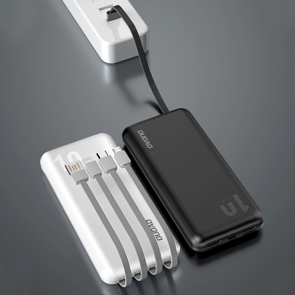 Dudao K6Pro Universal 10000mAh Power Bank with USB Cable, USB Type C, Lightning white (K6Pro-white) цена и информация | Akupangad | hansapost.ee