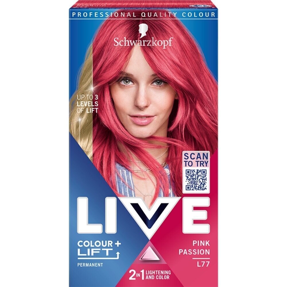 Juuksevärv Schwarzkopf Live Colour + Lift, L77 Pink Passion hind ja info | Juuksevärvid | hansapost.ee