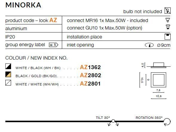 Azzardo süvistatud valgusti Minorka AZ1362 hind ja info | Süvistatavad LED valgustid | hansapost.ee