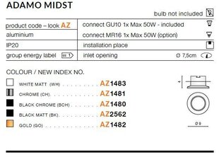 Azzardo встраиваемый светильник Midst Black цена и информация | Монтируемые светильники, светодиодные панели | hansapost.ee