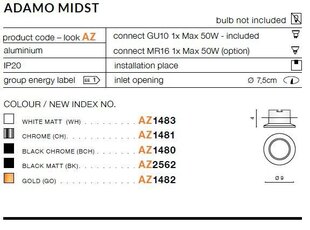 Azzardo встраиваемый светильник Midst Chrome цена и информация | Монтируемые светильники, светодиодные панели | hansapost.ee