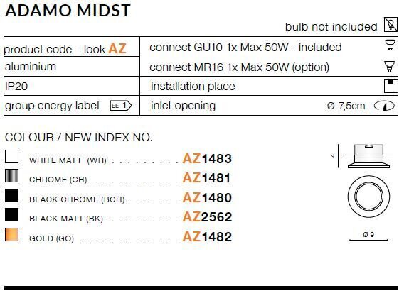 Süvistatav valgusti Azzardo Midst Chrome цена и информация | Süvistatavad LED valgustid | hansapost.ee