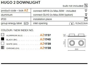 Azzardo встраиваемый светильник AZ1740 Hugo 2 цена и информация | Монтируемые светильники, светодиодные панели | hansapost.ee