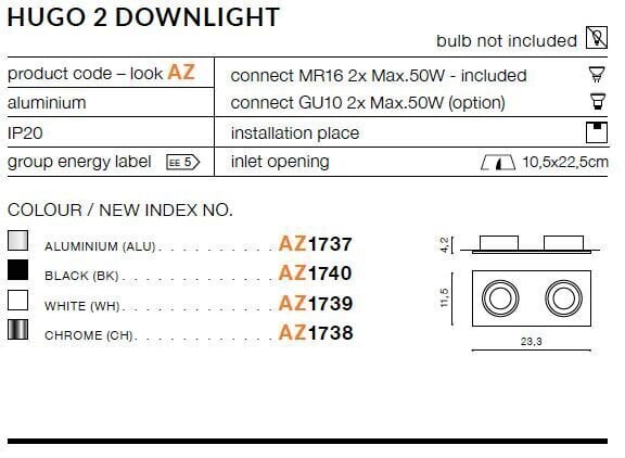 Azzardo süvistatav valgusti AZ1740 Hugo 2 hind ja info | Süvistatavad LED valgustid | hansapost.ee