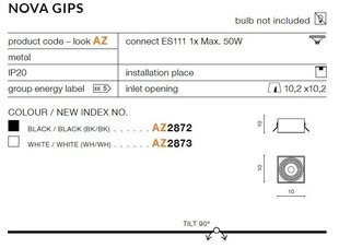 Azzardo встраиваемый светильник Nova Gips White цена и информация | Монтируемые светильники, светодиодные панели | hansapost.ee