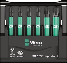 Набор насадок Wera Bit-Check 6 TX Impaktor 1, 6 шт. цена и информация | Механические инструменты | hansapost.ee