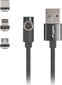 Lanberg CA-3IN1-21CU-0010-BK USB, 1m hind ja info | Mobiiltelefonide kaablid | hansapost.ee