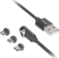 кабель Lanberg CA-3IN1-21CU-0010-BK USB, 1 м цена и информация | Кабели для телефонов | hansapost.ee
