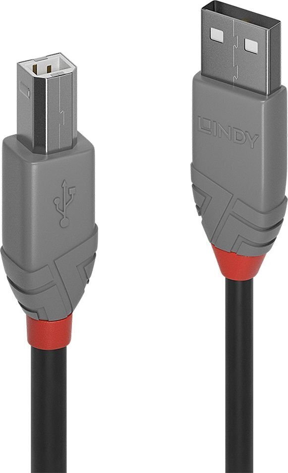 CABLE USB2 A-B 0.2M/ANTHRA 36670 LINDY цена и информация | Mobiiltelefonide kaablid | hansapost.ee