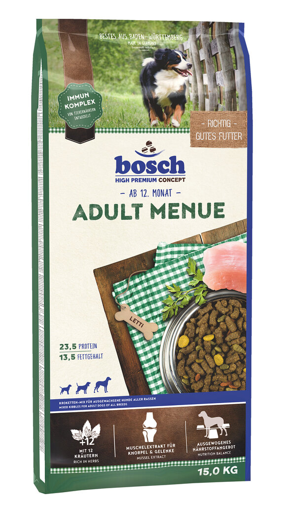 Bosch Petfood Adult Menue (High Premium) 15kg цена и информация | Koerte kuivtoit ja krõbinad | hansapost.ee