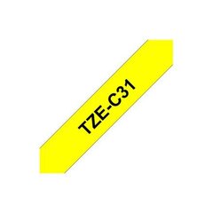 Лента Brother TZe-C31, 12 мм, черная на желтой цена и информация | Тетради и бумажные товары | hansapost.ee