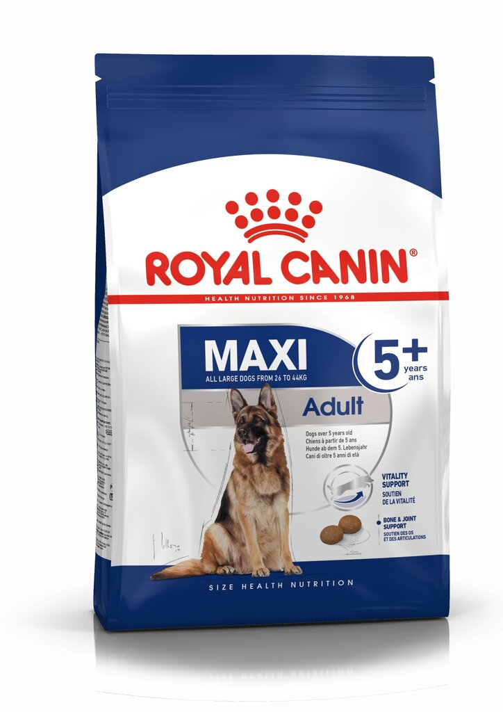 Royal Canin suurtele vanemat tõugu koertele Maxi Adult 5+, 15 kg цена и информация | Koerte kuivtoit ja krõbinad | hansapost.ee