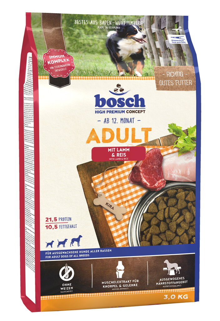 Kuivtoit koertele Bosch Adult Lamb & Rice (High Premium) 3kg цена и информация | Koerte kuivtoit ja krõbinad | hansapost.ee