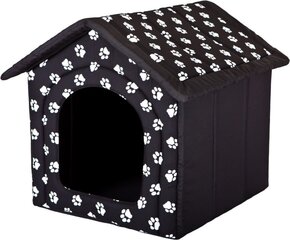 Лежак-конура Hobbydog R3 следы, 52x46x53 см, черный цена и информация | Лежаки, домики | hansapost.ee