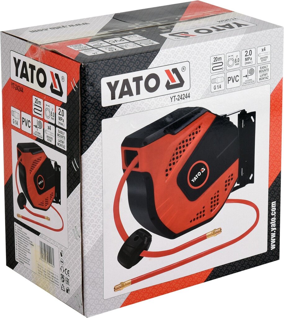 Suruõhuvoolik automaatrulliga Yato YT-24244, 20 m цена и информация | Niisutussüsteemid, kastmisvoolikud ja kastekannud | hansapost.ee