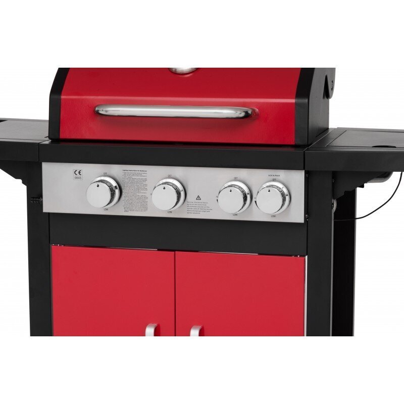 Gaasigrill Mustang Monterey 3 + 1 punane, 117,6 x 52 x 108 cm hind ja info | Grillid | hansapost.ee