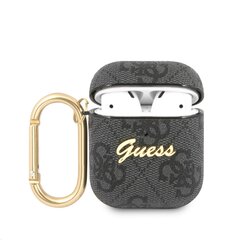 Чехол для наушников GUA24GSMK Guess 4G Script PC/PU Case for Airpods 1/2 Grey цена и информация | Аксессуары для наушников | hansapost.ee