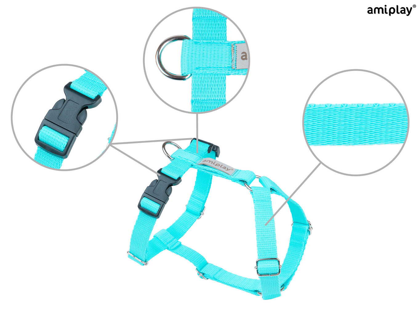 Reguleeritavad traksid Amiplay Guard Samba, XL, Turquoise цена и информация | Koerte kaelarihmad ja traksid | hansapost.ee