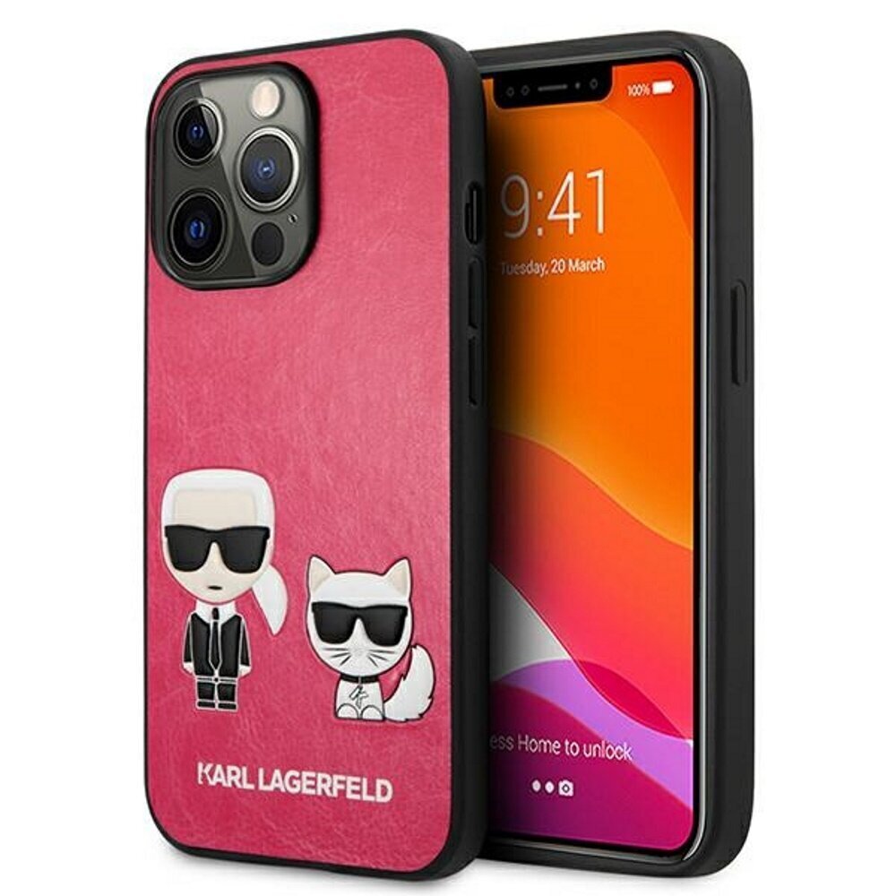 Karl Lagerfeld case for iPhone 13 Mini 5,4" KLHCP13SPCUSKCP fushia hard case Iconic Karl & Choupette цена и информация | Telefonide kaitsekaaned ja -ümbrised | hansapost.ee