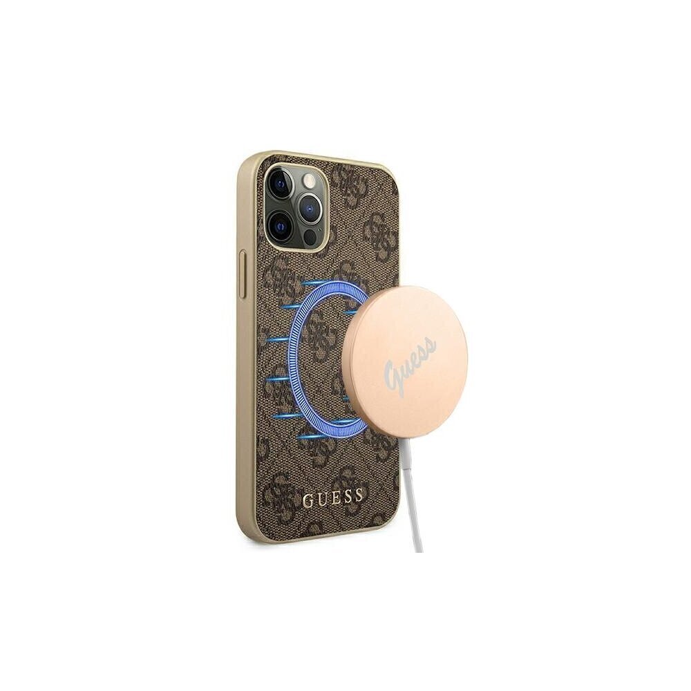 Guess case for iPhone 13 Pro / 13 6,1" GUHMP13LG4GB brown hard case 4G Collection Magsafe цена и информация | Telefonide kaitsekaaned ja -ümbrised | hansapost.ee