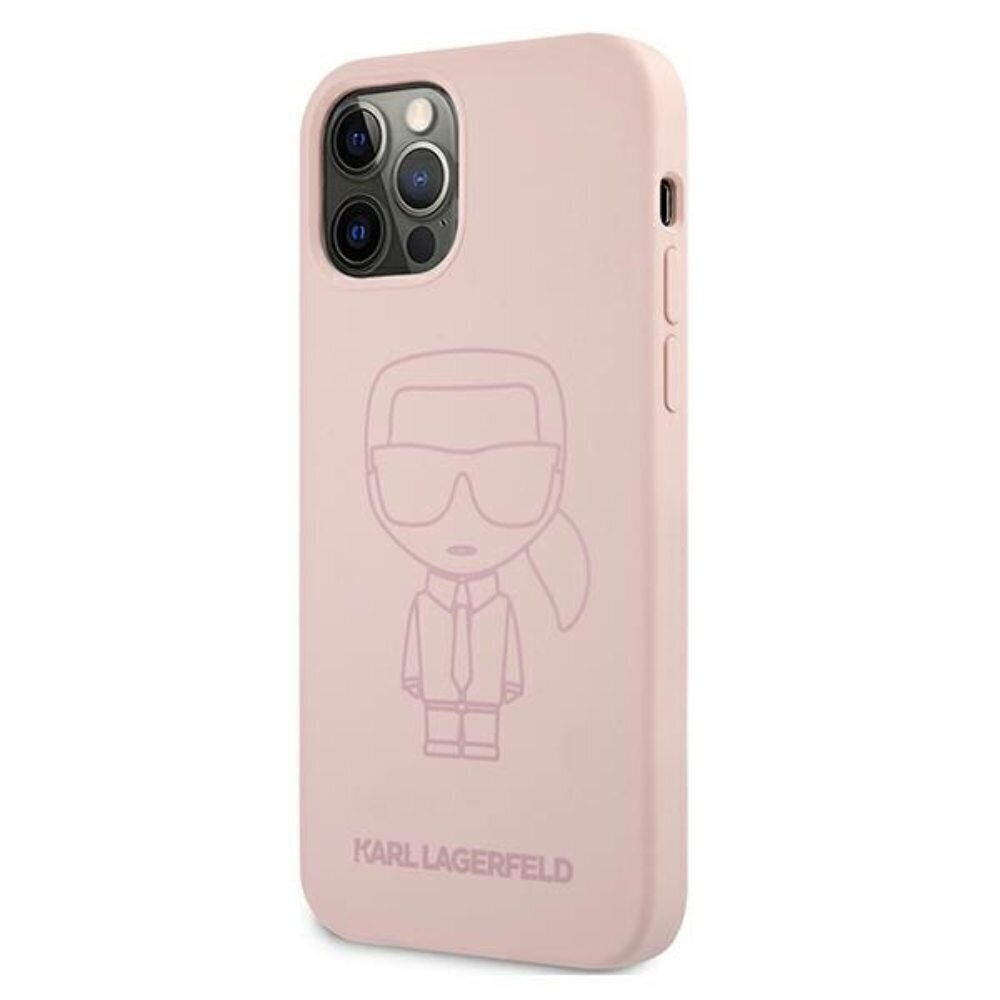 Karl Lagerfeld case for iPhone 12 Mini 5,4" KLHCP12SSILTTPI pink hard case Silicone Iconic Outline цена и информация | Telefonide kaitsekaaned ja -ümbrised | hansapost.ee
