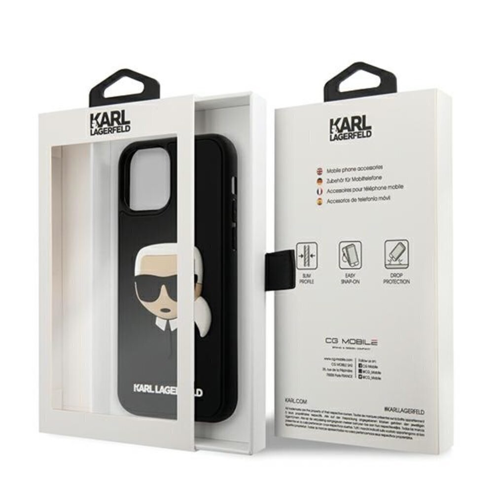 Karl Lagerfeld case for Samsung Galaxy S21 Plus KLHCS21MKH3DBK black hard case 3D Rubber Karl`s Head hind ja info | Telefonide kaitsekaaned ja -ümbrised | hansapost.ee