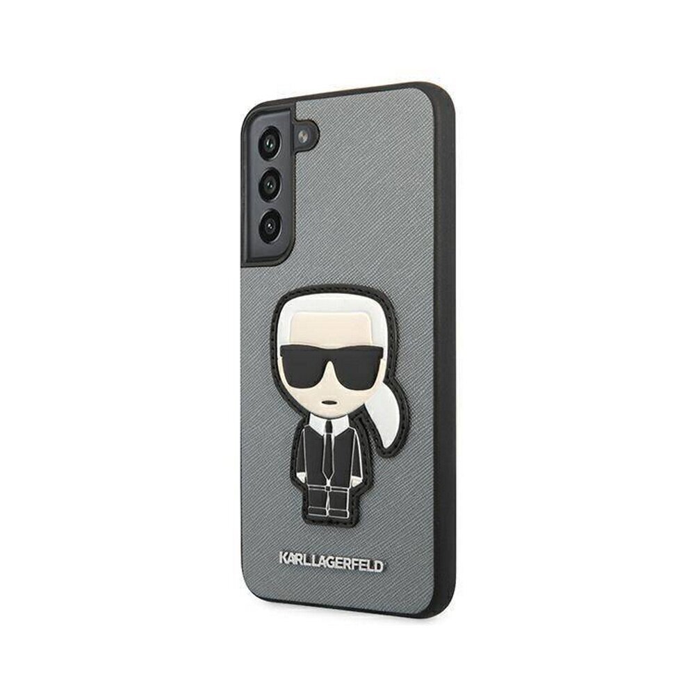 Karl Lagerfeld case for Samsung Galaxy S22 Plus KLHCS22MOKPG hard case silver Saffiano Iconic Patch hind ja info | Telefonide kaitsekaaned ja -ümbrised | hansapost.ee