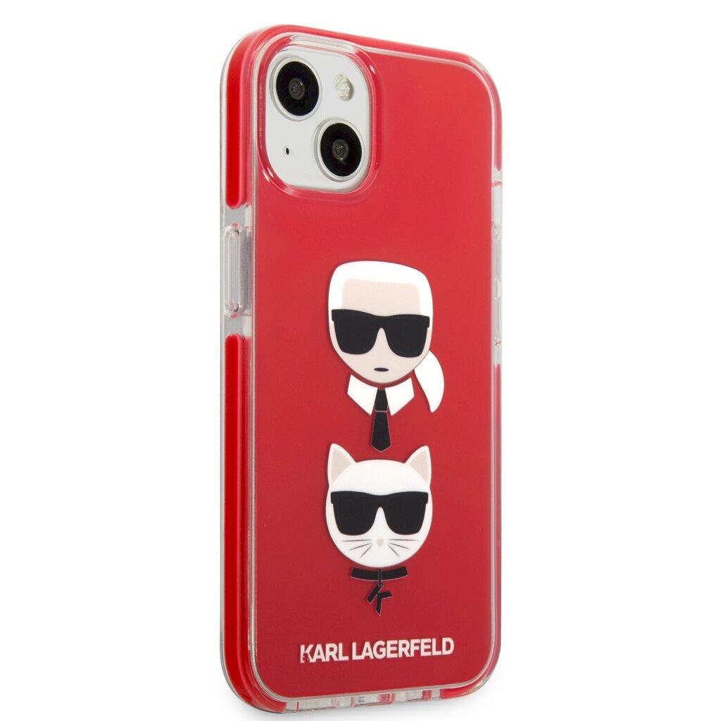 Karl Lagerfeld TPE Karl and Choupette Heads Case for iPhone 13 mini Red hind ja info | Telefonide kaitsekaaned ja -ümbrised | hansapost.ee