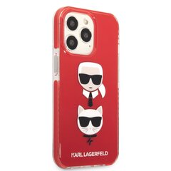 Karl Lagerfeld TPE Karl and Choupette Heads Case for iPhone 13 Pro Red hind ja info | Telefonide kaitsekaaned ja -ümbrised | hansapost.ee