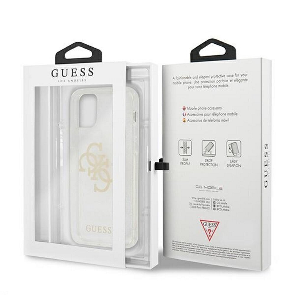 Guess case for iPhone 12 Pro Max 6,7" GUHCP12LPCUGL4GTR transparent hard case Glitter 4G Big Logo hind ja info | Telefonide kaitsekaaned ja -ümbrised | hansapost.ee