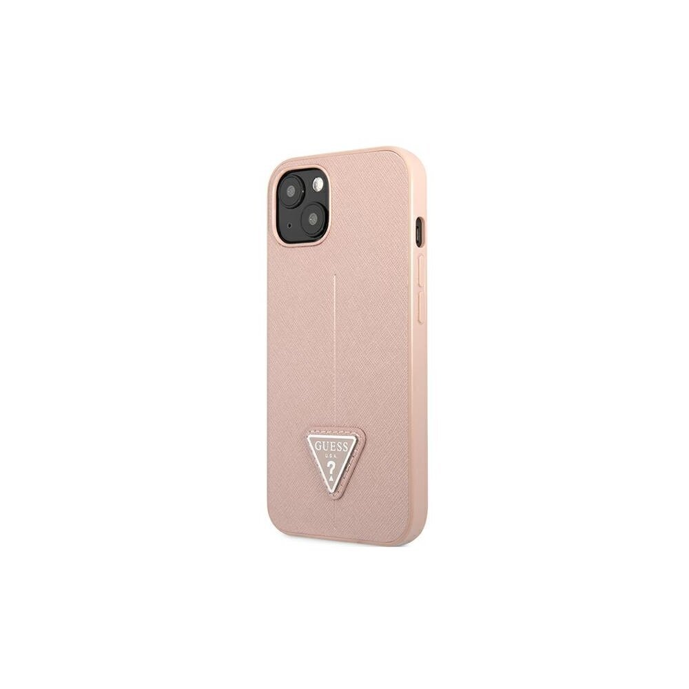 Guess case for iPhone 13 6,1" GUHCP13MPSATLP pink hard case Saffiano Triangle Logo цена и информация | Telefonide kaitsekaaned ja -ümbrised | hansapost.ee