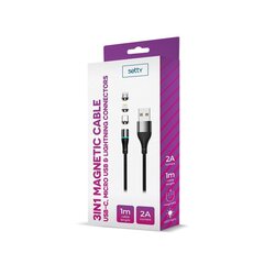 Магнитный USB-кабель Setty 2А, нейлон черный, 1 м цена и информация | Borofone 43757-uniw | hansapost.ee