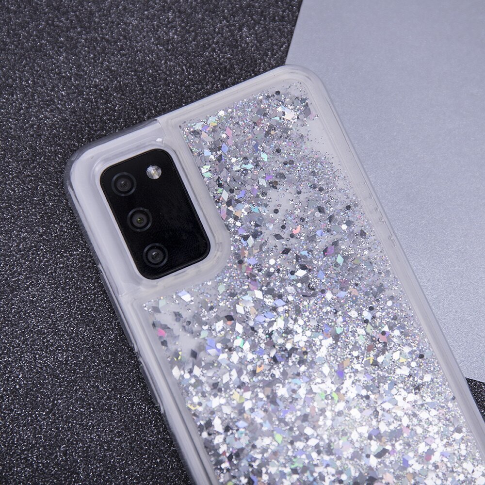 Liquid Sparkle TPU case for Samsung Galaxy A22 4G silver hind ja info | Telefonide kaitsekaaned ja -ümbrised | hansapost.ee