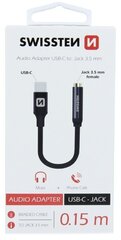 Swissten USB-C to Jack 3.5mm Audio Adapter for phones 15 cm Black price and information | USB adapters and splitters | hansapost.ee