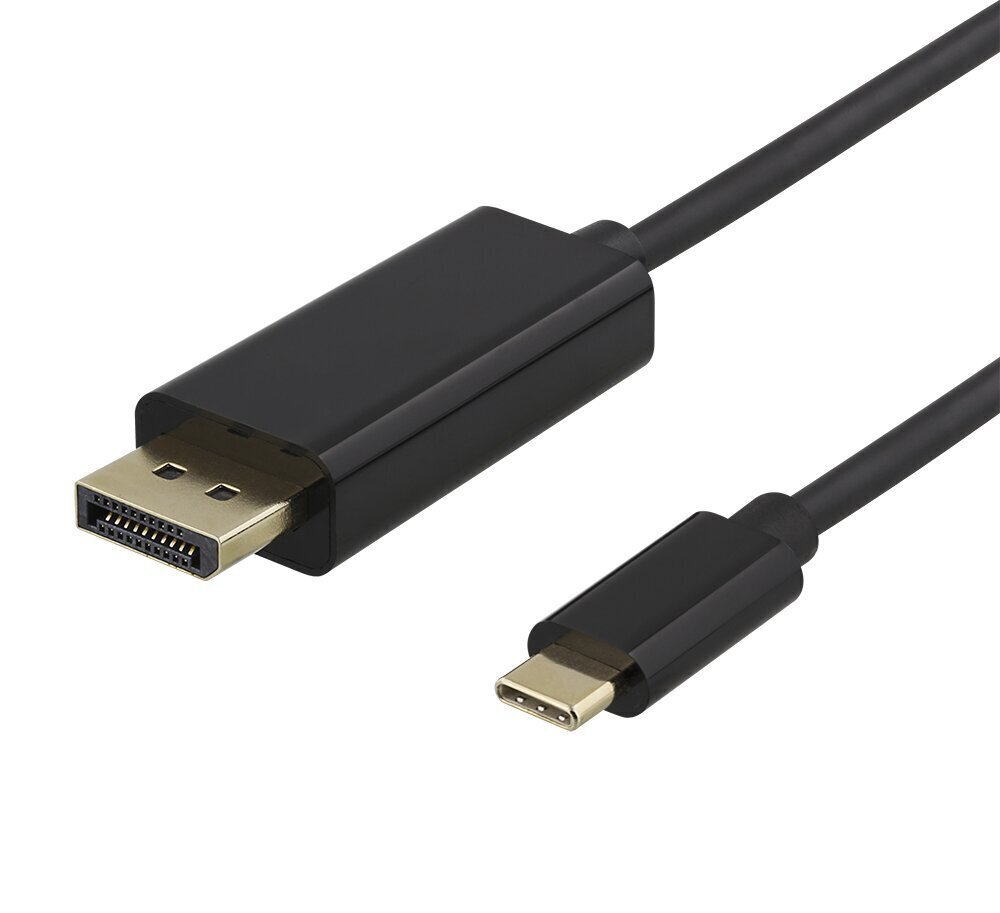 USB-C Deltaco 4K UHD 1m USBC-DP100-K 00140012 hind ja info | Juhtmed ja kaablid | hansapost.ee