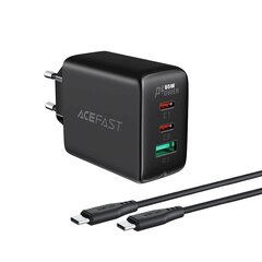 Acefast 2in1 charger 2x USB Type C / USB 65W, PD, QC 3.0, AFC, FCP (set with cable) black (A13 black) цена и информация | Acefast Мобильные телефоны, Фото и Видео | hansapost.ee