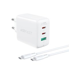 Acefast 2in1 charger 2x USB Type C / USB 65W, PD, QC 3.0, AFC, FCP (set with cable) white (A13 white) цена и информация | Зарядные устройства для телефонов | hansapost.ee